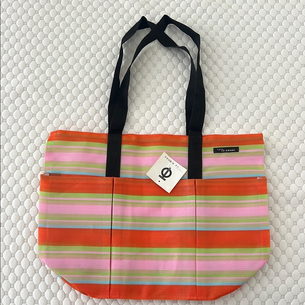 Cheerful Orange and Pink Beach Tote Bag